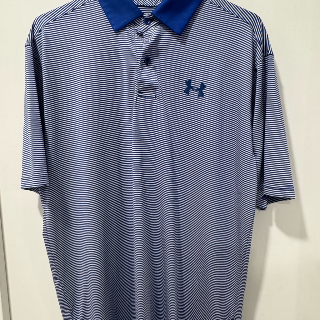 Under Armour Men's Blue And White Polo Shirt